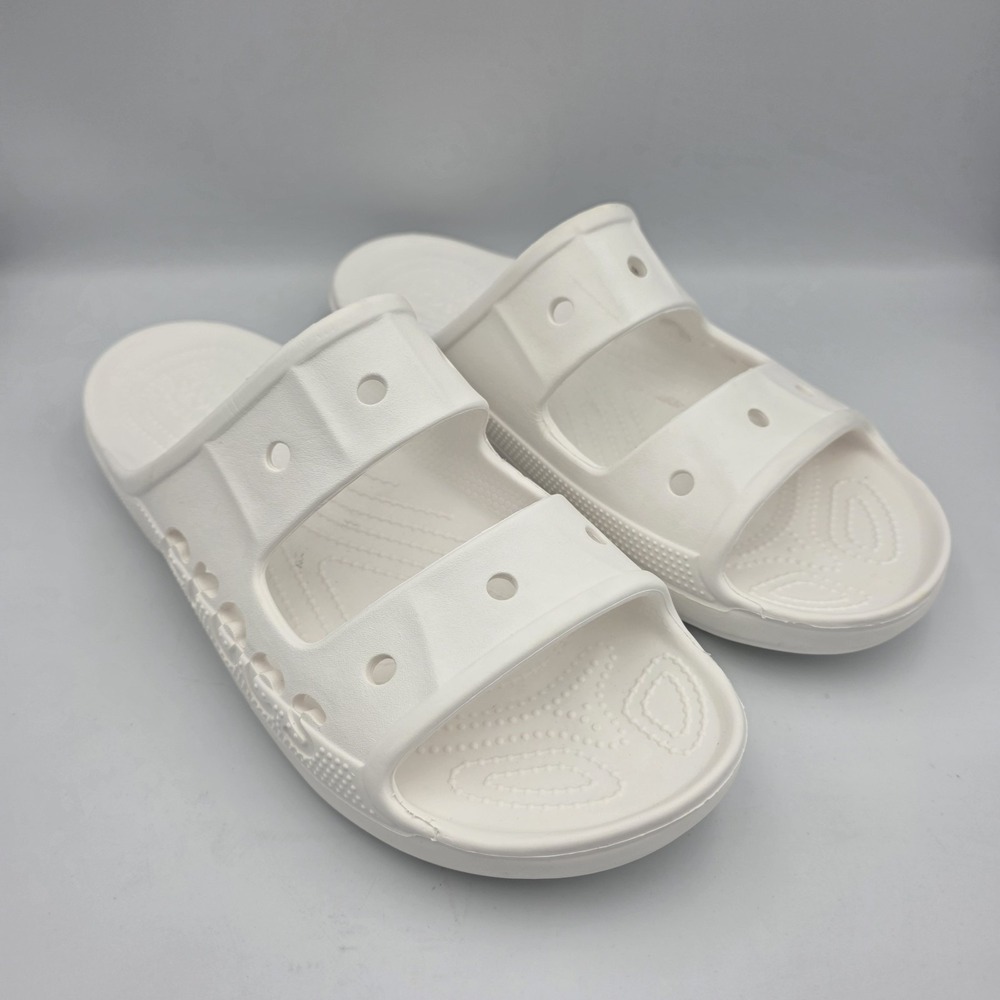 Crocs Baya White Men's Slide Sandals Lightweight Comfort Double Strap Size 12